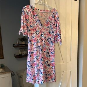 Lilly Pulitzer Pink and Blue Floral Midi Dress